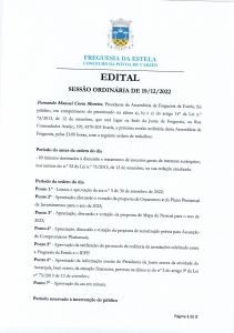 Edital - Sessão Ordinária de 19/12/2022